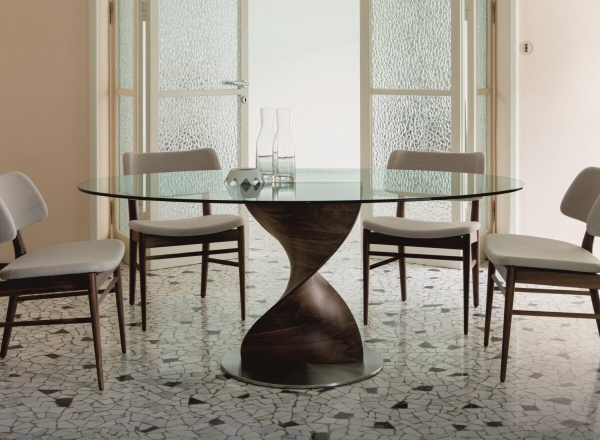 Porada Elika Round Glass Dining Table 01