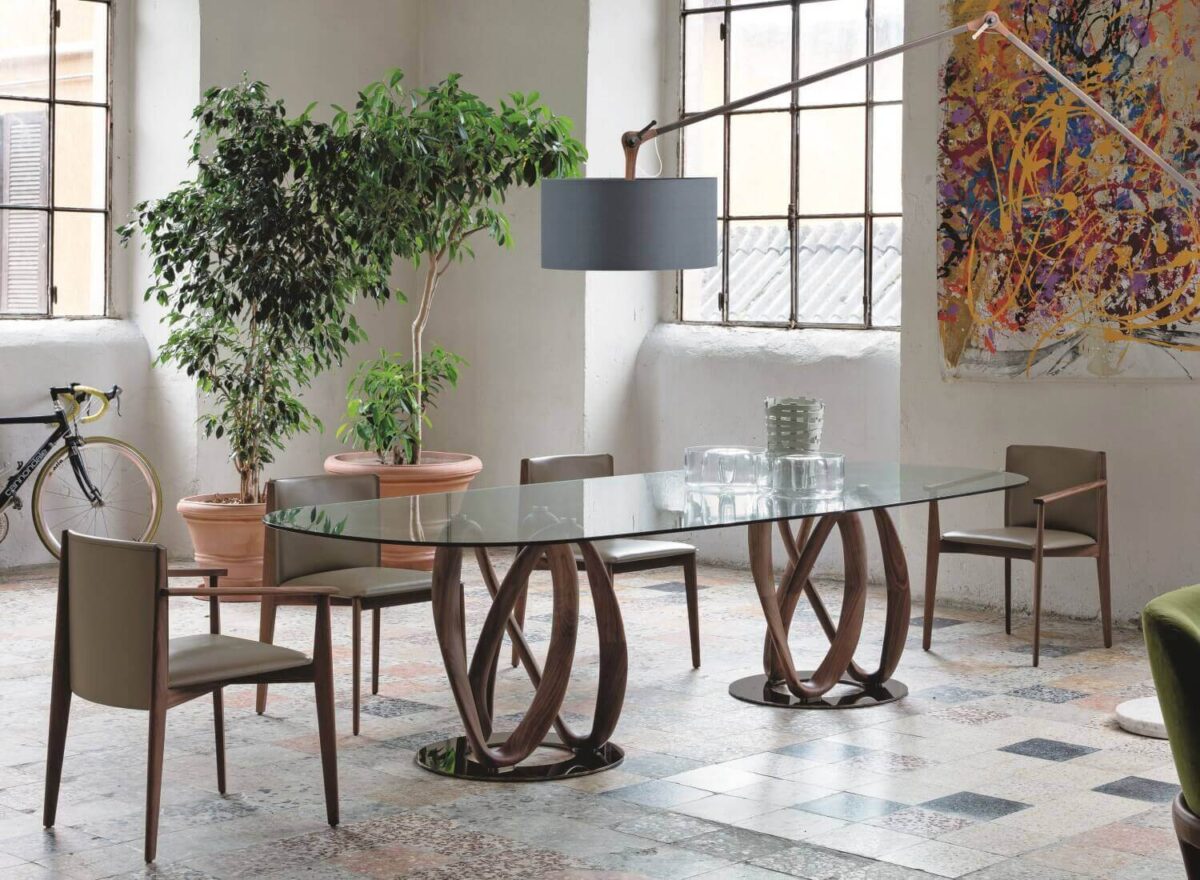 Porada Infinity Double Base Glass Dining Table 02