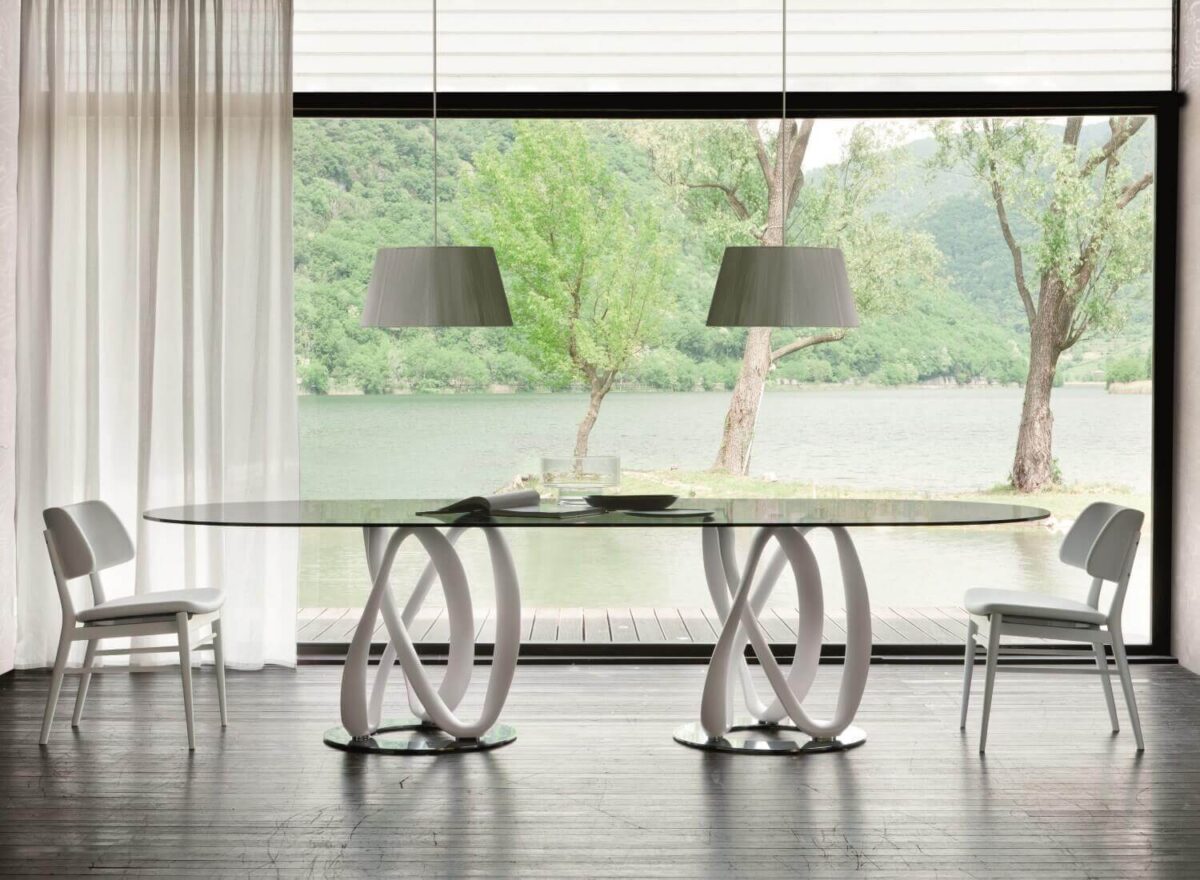 Porada Infinity Double Base Glass Dining Table 03