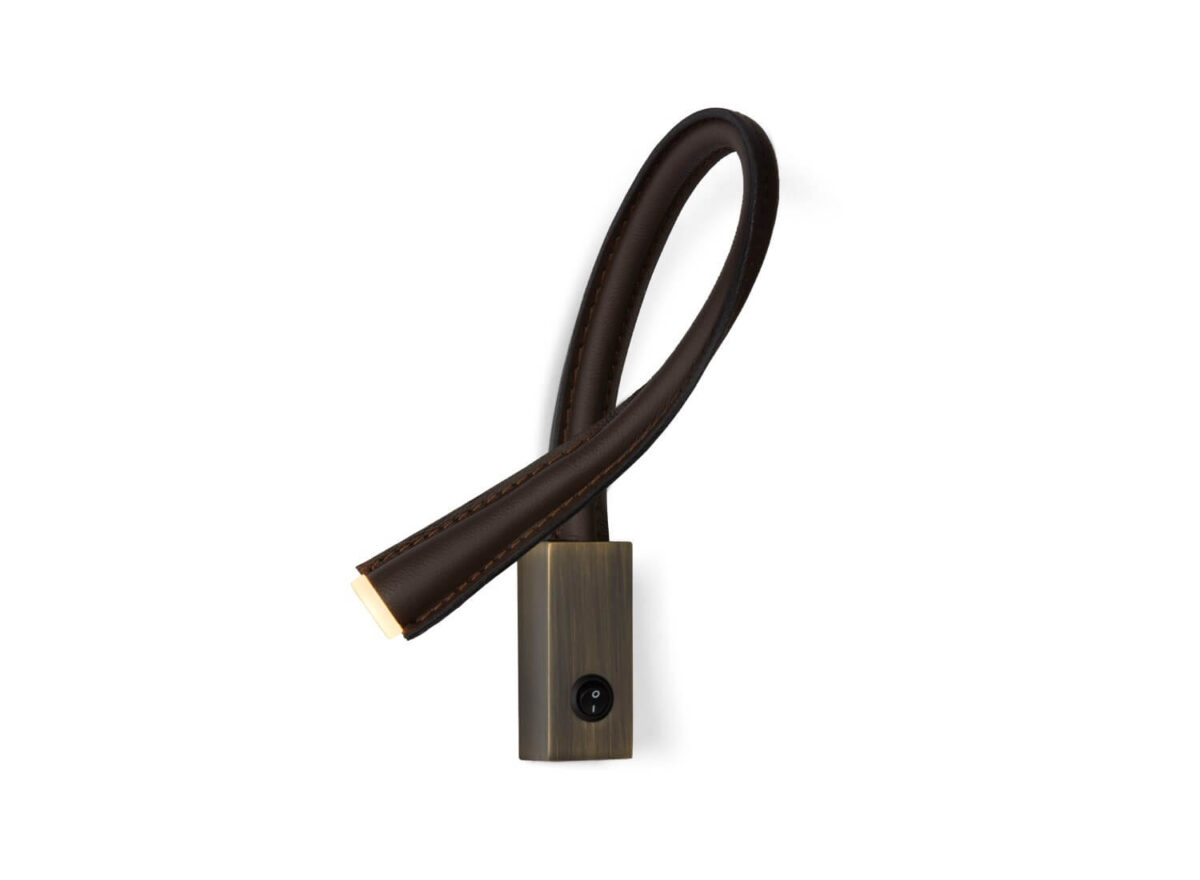 Contardi Flexiled Wall Light L60 BRONZE WITH SWITCH WITH DARK BROWN LEATHER 1