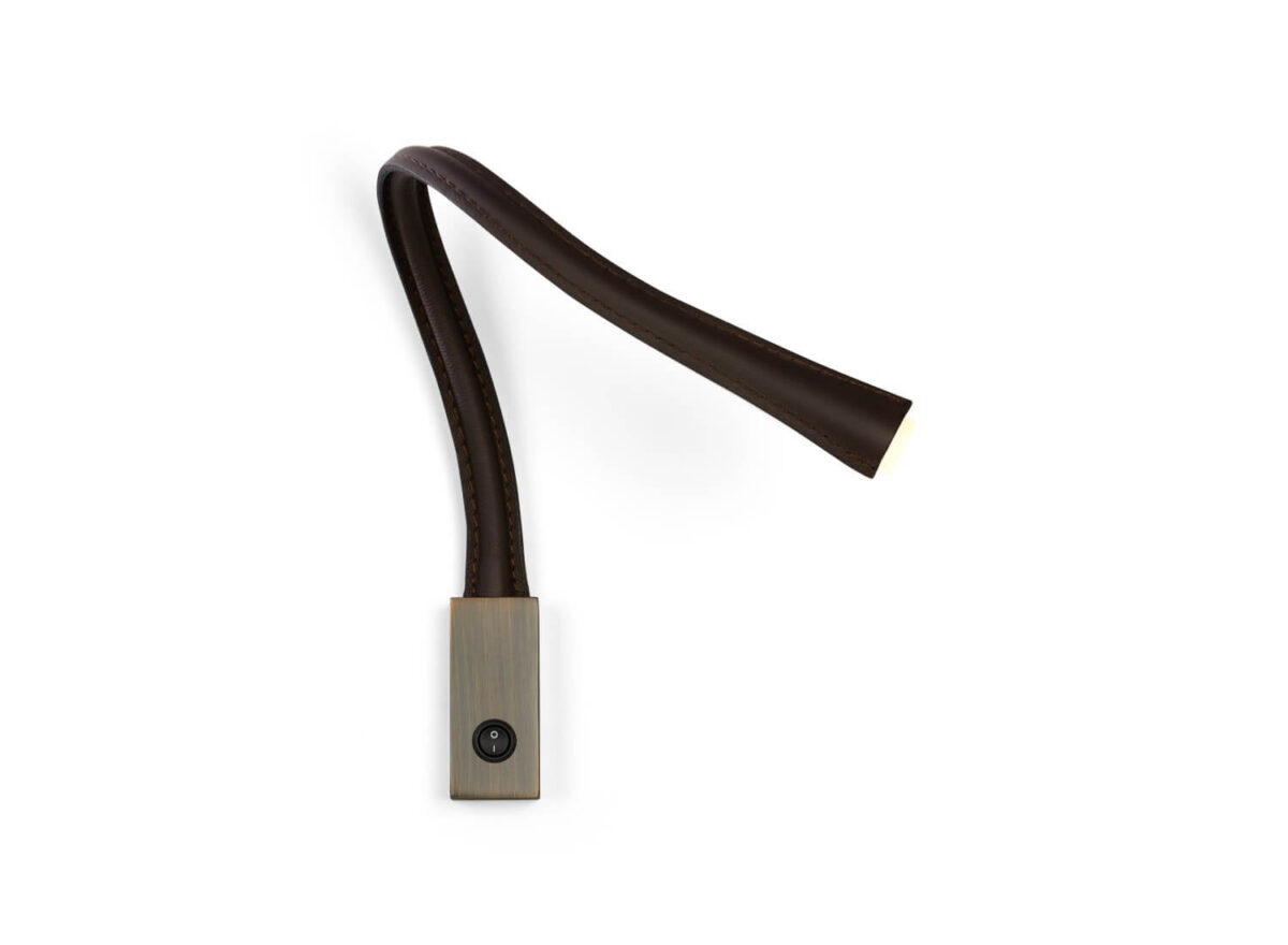 Contardi Flexiled Wall Light L60 BRONZE WITH SWITCH WITH DARK BROWN LEATHER 2