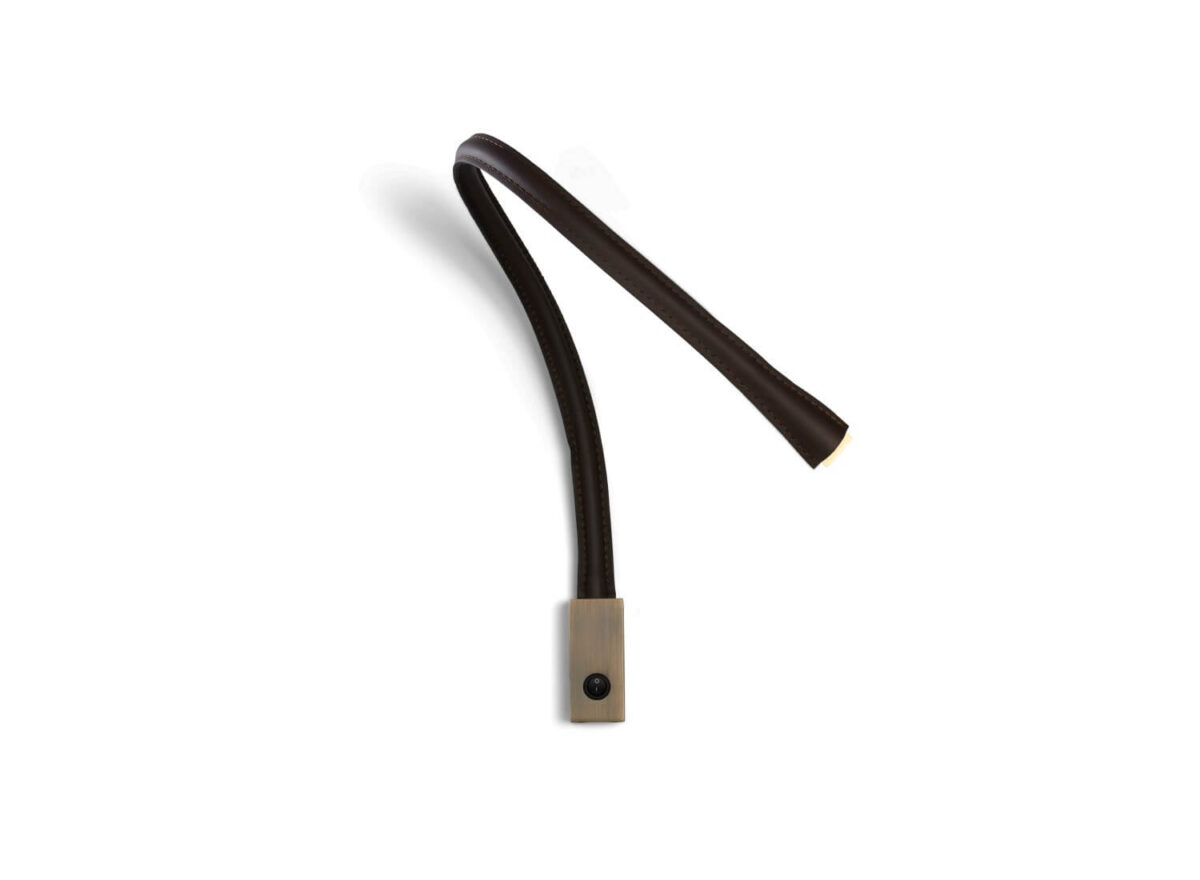 Contardi Flexiled Wall Light L90 BRONZE WITH SWITCH WITH DARK BROWN LEATHER 1