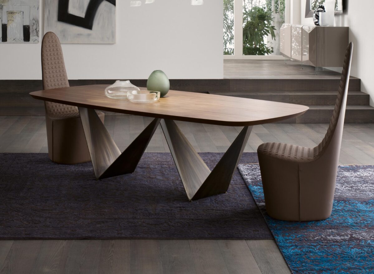 Reflex Angelo Prisma Steel Bevel Wood Dining Table 01