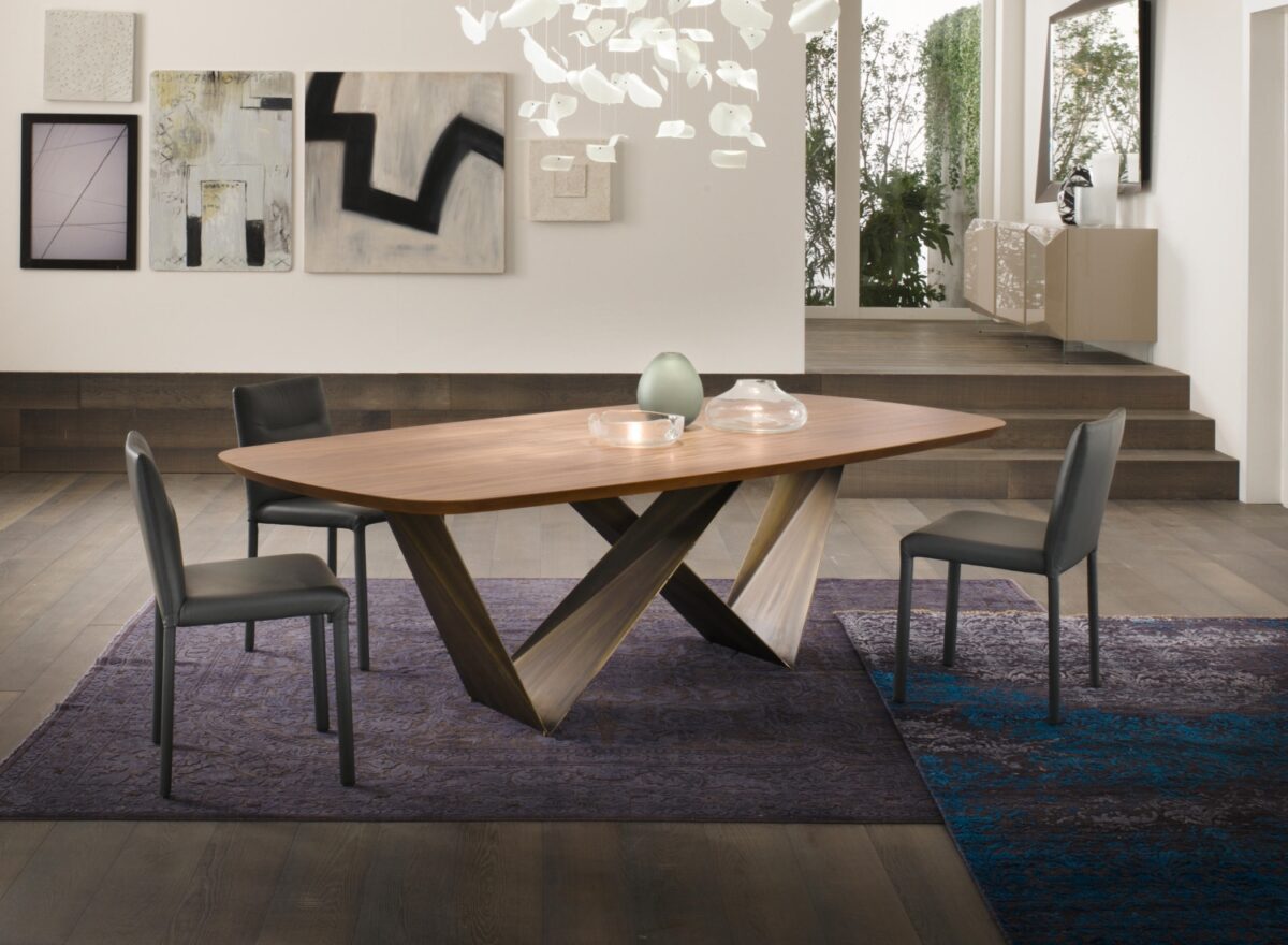 Reflex Angelo Prisma Steel Bevel Wood Dining Table 02