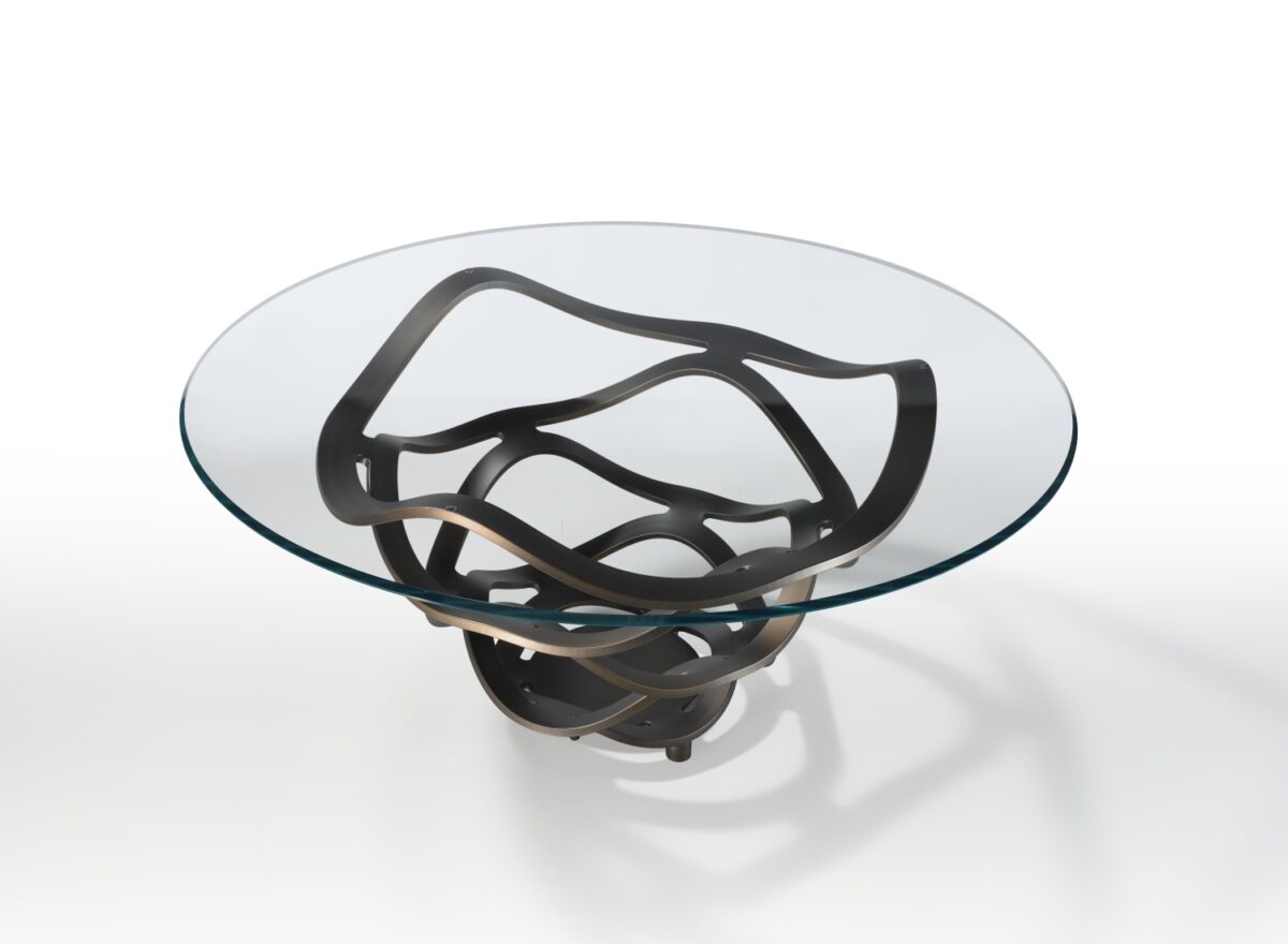 Reflex Angelo Neolitico Round Glass Dining Table metal base STILL LIFE 01