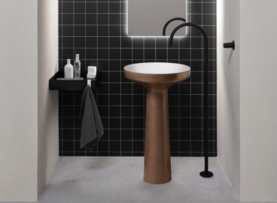 Antonio Lupi Ago 85 Freestanding Basin Liquid Metal LIFESTYLE 01