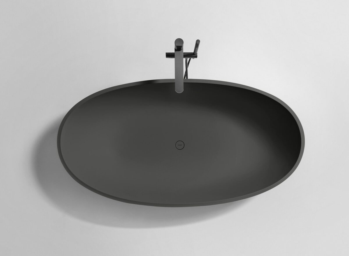 Antonio Lupi Reflex Colormood Bathtub STILL LIFE Top View Basalto