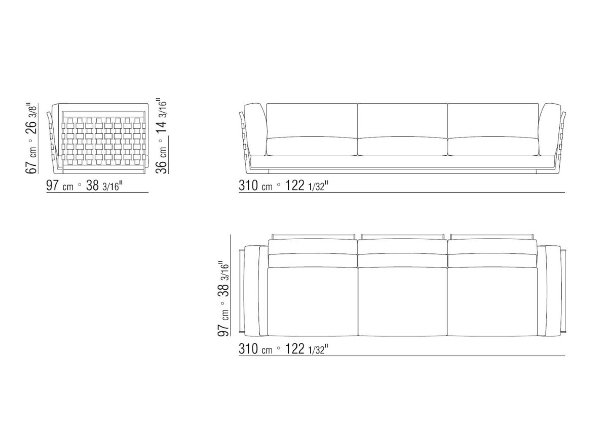 Flexform Cestone Three Seater Sofa DRAWING