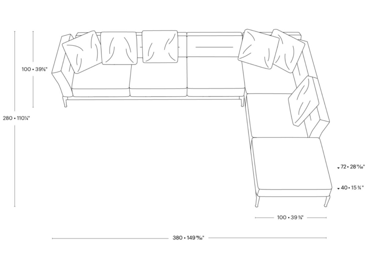 Flexform Adda L Shaped Sofa DRAWING 01
