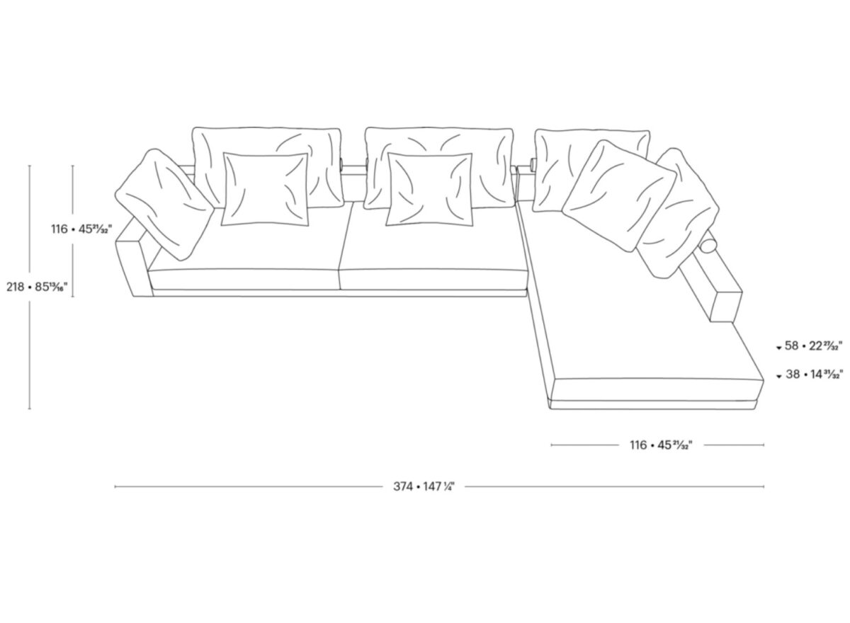 Flexform Campiello L Shaped Sofa DRAWING
