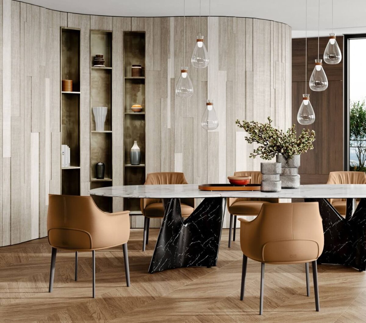 Poltrona Frau Archibald Large Dining Chair Metal Leg LIFESTYLE 001