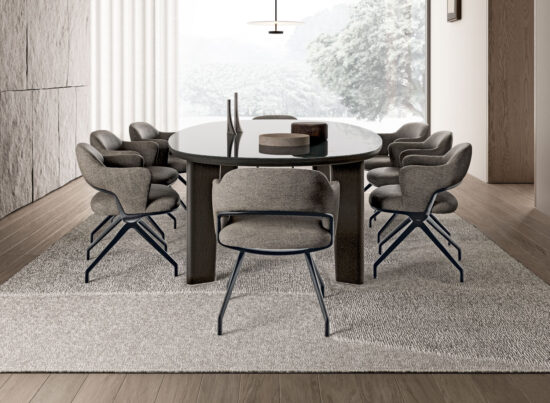 Flexform Alma Aluminium Base Indoor Dining Armchair LIFESTYLE 001