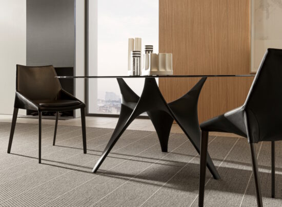 Molteni C Arc Glass Round Dining Table LIFESTYLE 001