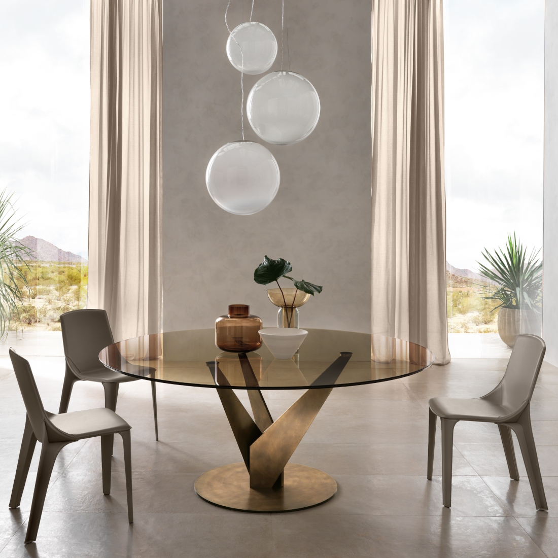 Fiam Epsylon Round Dining Table Bronze LIFESTYLE 01