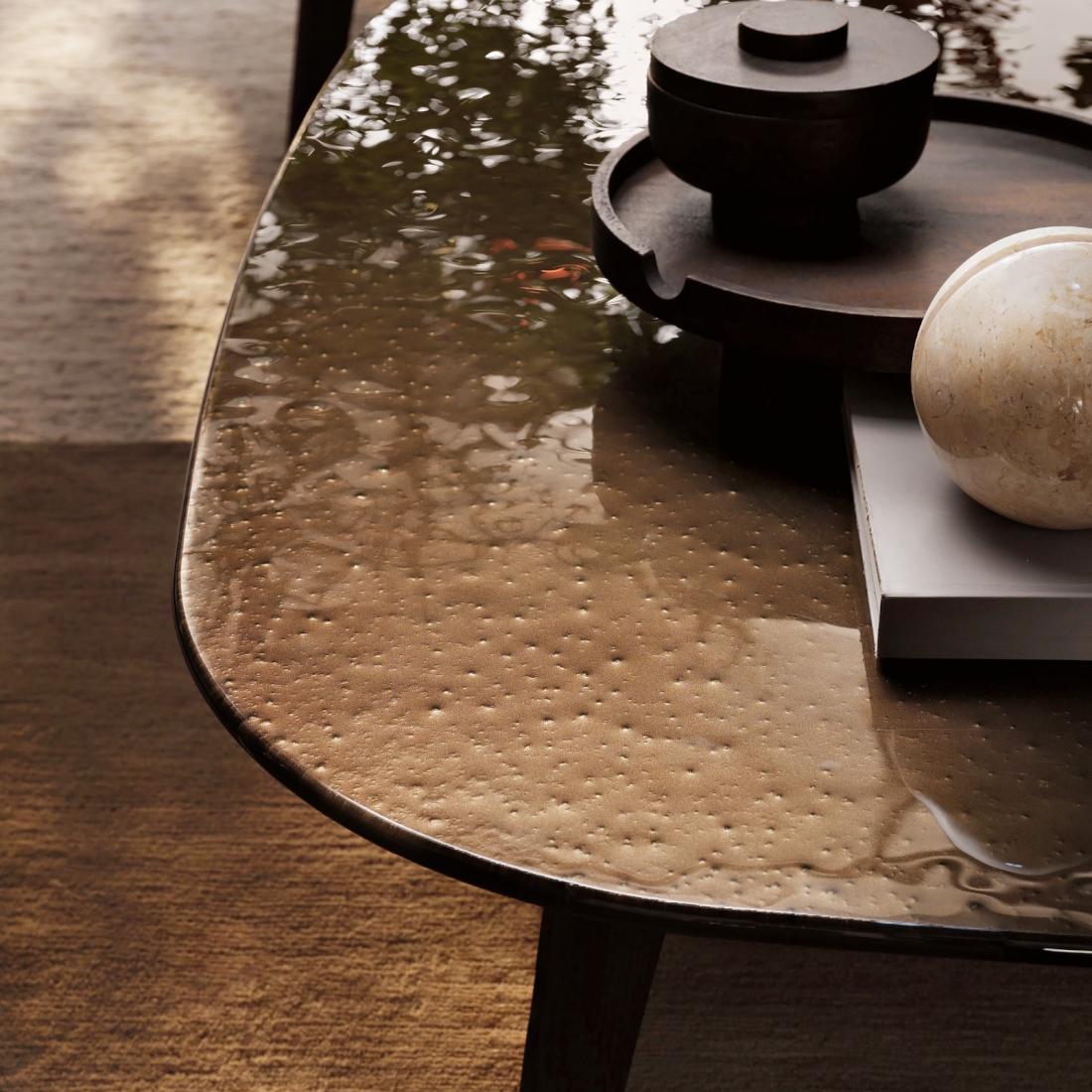 Fiam Italia Magma Coffee Table LIFESTYLE Brown Fused Glass S 02