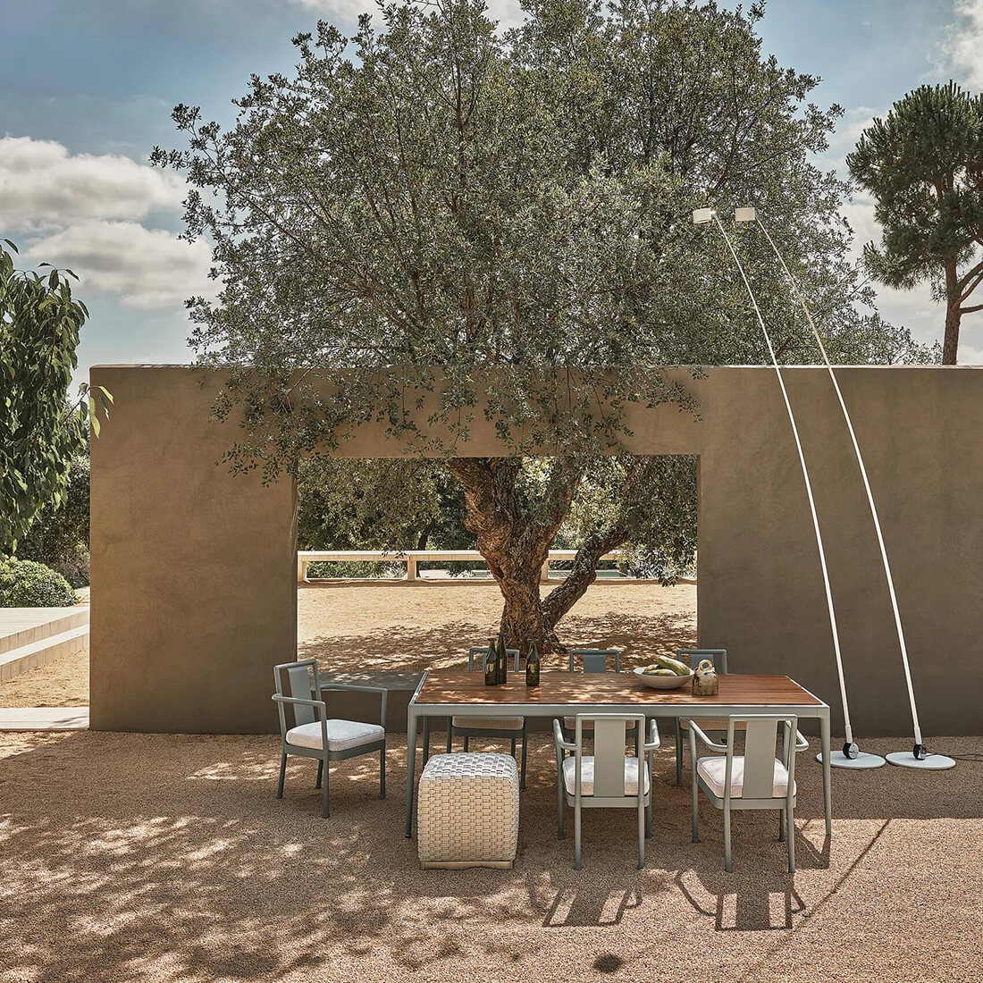 Flexform Pico Wood Recessed Top Outdoor Dining Table LIFESTYLE S 01