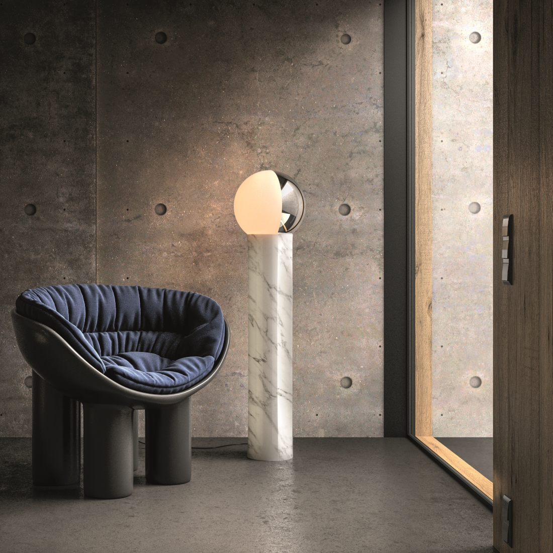 Penta Je Suis Floor Lamp Carrara Marble LIFESTYLE S 01