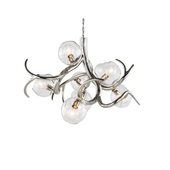 Brand Van Egmond Ersa Round 110 Chandelier Nickel with transparent globes STILL LIFE S 01