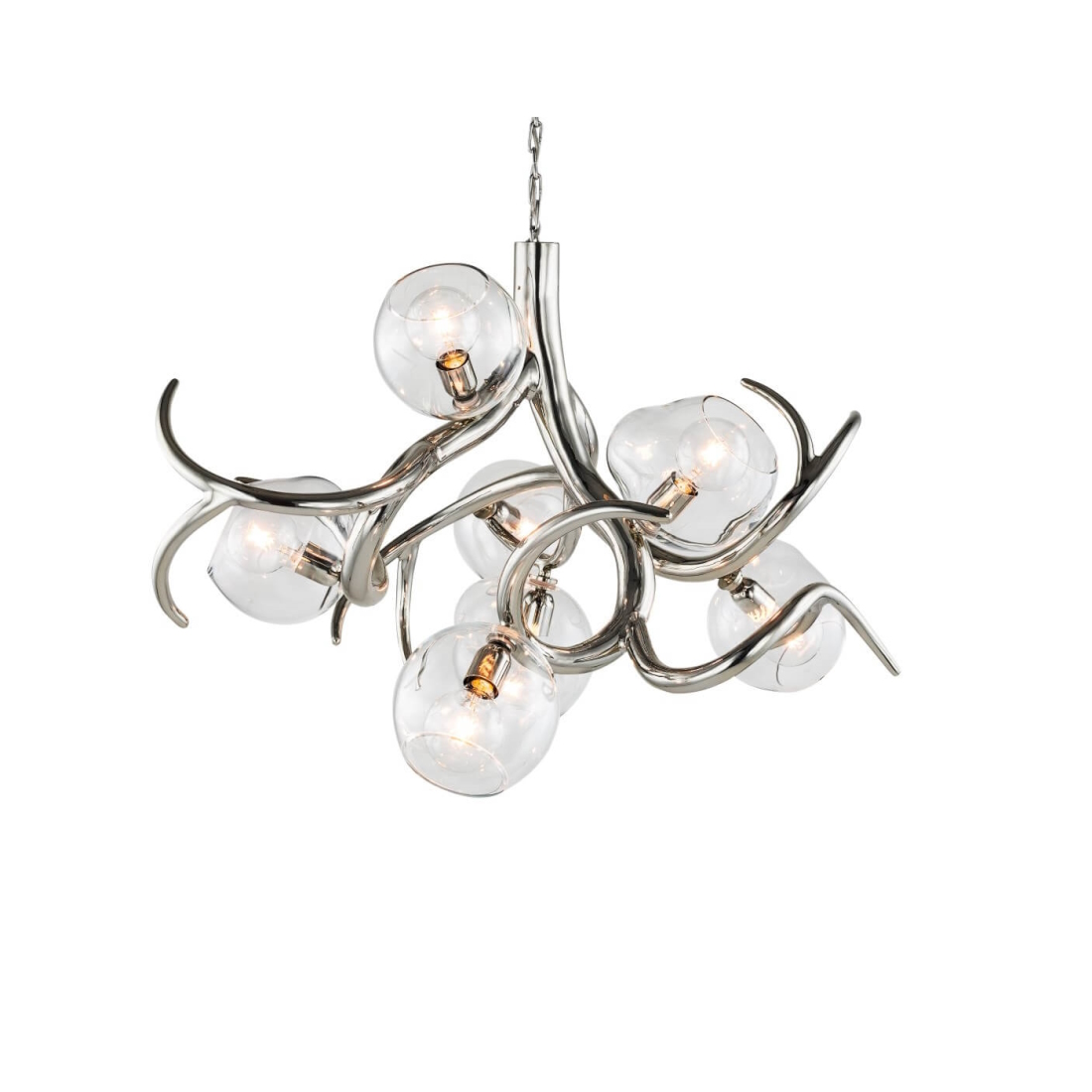 Brand Van Egmond Ersa Round 110 Chandelier Nickel with transparent globes STILL LIFE S 01