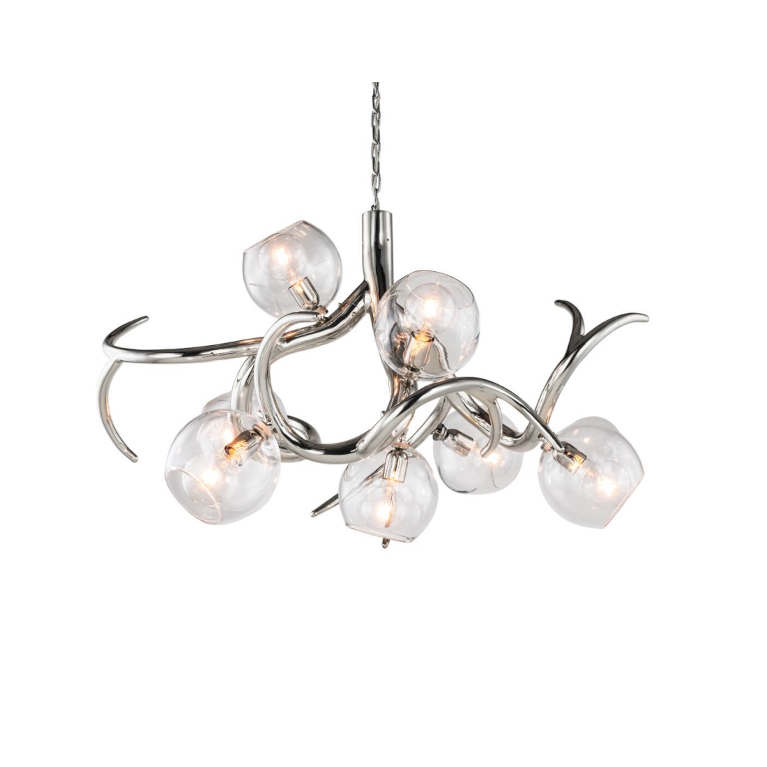 Brand Van Egmond Ersa Round 110 Chandelier Nickel with transparent globes STILL LIFE S 02