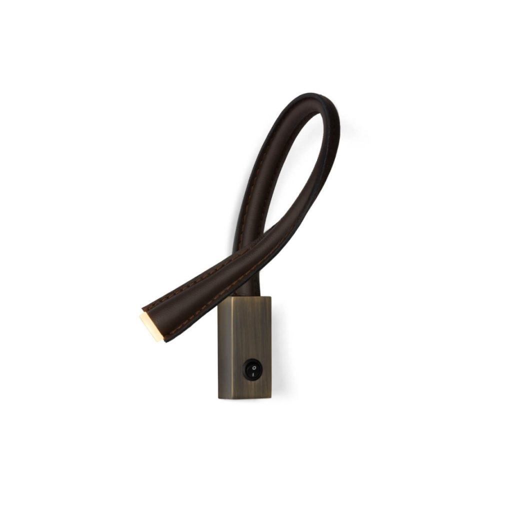 Contardi Flexiled Wall Light L60 BRONZE WITH SWITCH WITH DARK BROWN LEATHER STILL LIFE S 2 01