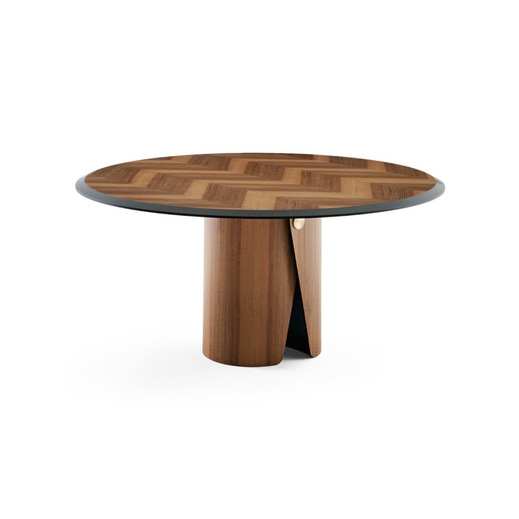 Gallotti Radice Manto Round Dining Table Frise Walnut Bevel Edge STILL LIFE S 2 01