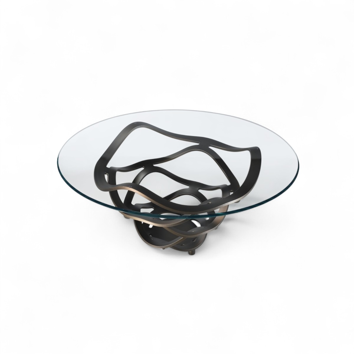 Reflex Angelo Neolitico Round Glass Dining Table metal base STILL LIFE S 002