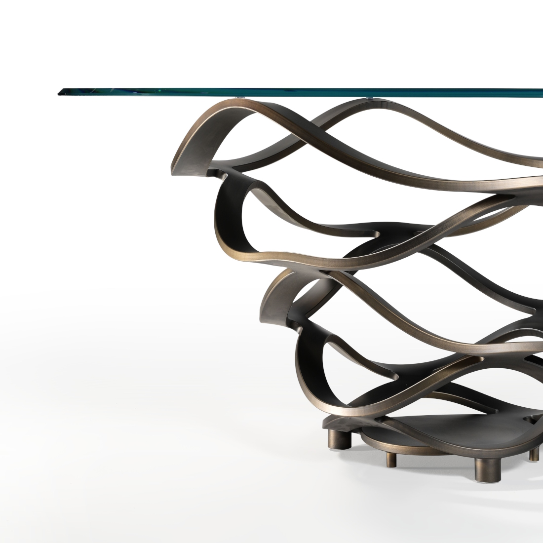 Reflex Angelo Neolitico Round Glass Dining Table metal base STILL LIFE S 003